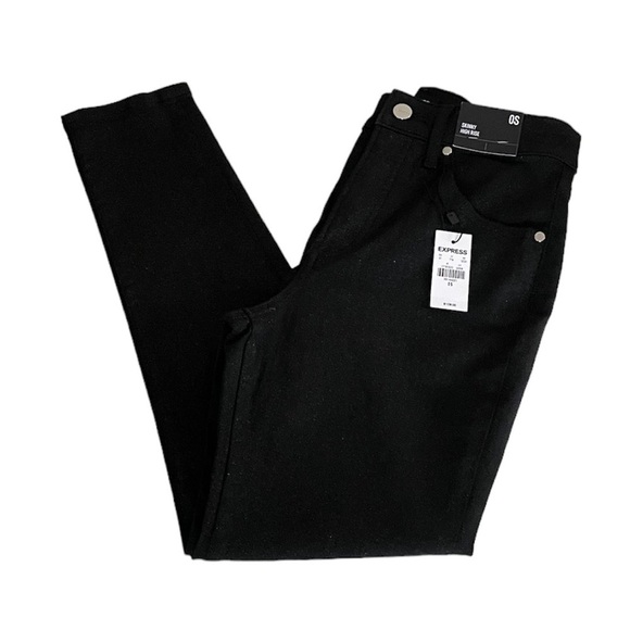 Express Denim - Express Black Shimmer Glitter Skinny High Rise Jeans Women’s 0S (zero short)